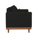 Ver imagem 3 de Kit 2 Poltronas Living + Sofá 3 Lugares Base Madeira Suede Cor:preto