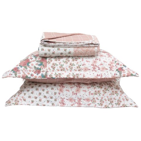 Kit Colcha Queen Bouti Cobre Leito Estampado 3 Peças Cor:Patchwork