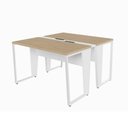 Ver imagem 2 de Mesa Escrivaninha Dupla 30mm Pés Metal com Régua para Tomadas F5 Office Cor:Macadâmia com Branco
