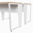Ver imagem 6 de Mesa Escrivaninha Dupla 30mm Pés Metal com Régua para Tomadas F5 Office Cor:Macadâmia com Branco