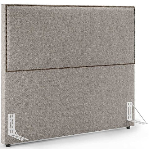 Cabeceira Box Casal King Com Tachas 195 cm Vicenza L02 Bouclê Bege - Lyam Decor