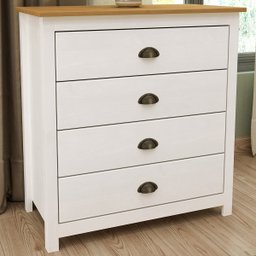 Cômoda com 4 Gavetas Madeira Maciça - Branco/carvalho - 1