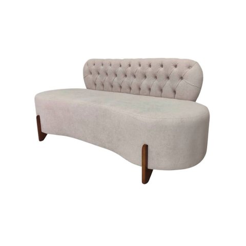 Sofá 2 Lugares Orgânico Curvo Tókio 150cm Bouclé Bege