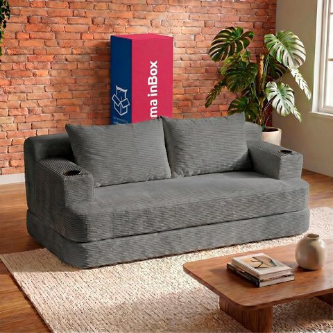 Sofá Cama Nami 1,50m Xpand Tech Tecido Velourê Cinza Escuro Cama Inbox