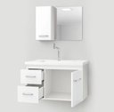 Ver imagem 2 de Conjunto de Banheiro Mdf 0,74 M com Cuba Folha Moderno:branco/freijo
