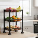 Ver imagem 1 de Estante Orgnizadora 3 Prateleiras Fruteira Chao Cozinha Cesto Mesa Empilhavel 3 Andares Multiuso Cas