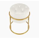 Ver imagem 1 de Puff Banqueta Estofado Decorativo Base de Ferro Capitonê Suede Branco Eli Móveis e Decoração