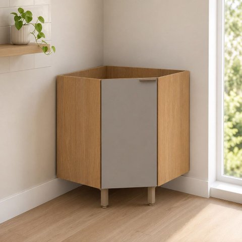 Balcão de Cozinha Canto Diagonal 1 Porta sem Tampo 74cm Vitra Luciane Móveis