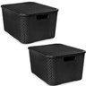 2 X Caixa Organizadora Plástica Rattan 40 Litros com Tampa - 10