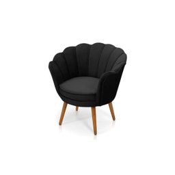 Poltrona Decorativa Pétala Sala de Estar Tecido Suede Preto Kimi Design - 2