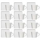 Ver imagem 1 de Kit 12 Xícaras de Café 90ml em Porcelana Branca com Pires Quadrado Germer