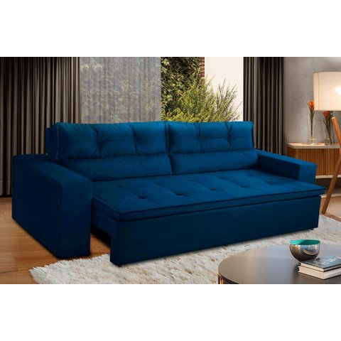 Sofá Retrátil e Reclinável 2 lugares com Molas 1,50m Vegas Suede Azul Adonai Estofados