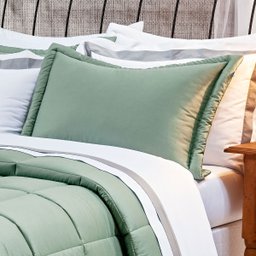 Edredom Queen Dupla Face Verde 400 Fios Egípcio 100% Algodão 3 Peças - 3