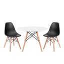 Ver imagem 1 de Conjunto Infantil Mesa Eames Branca 60cm com 2 Cadeiras Preta