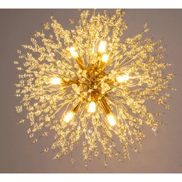 Lustre Pendente Cristal Flor Dente De Leão 50 Cm Para Sala Estar Jantar E Quarto: Dourado - 2