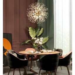 Lustre Pendente Cristal Flor Dente De Leão 50 Cm Para Sala Estar Jantar E Quarto: Dourado - 5