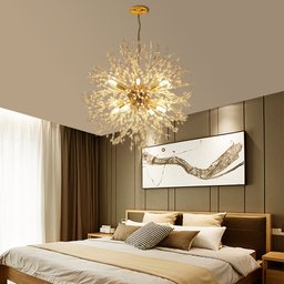 Lustre Pendente Cristal Flor Dente De Leão 50 Cm Para Sala Estar Jantar E Quarto: Dourado - 3