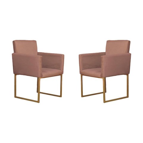 Conjunto 02 Poltronas para Recepção e Sala Klara Suede - Cappuccino