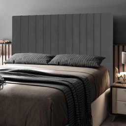 Cabeceira Cama Box Casal Nala 140cm Veludo Cinza - Desk Design - 2