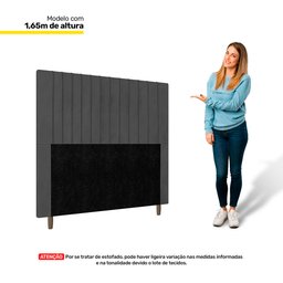Cabeceira Cama Box Casal Nala 140cm Veludo Cinza - Desk Design - 3