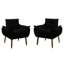 Ver imagem 1 de Kit 2 Poltrona Decorativa Sala Estar Escritório Quarto Prime: Preto