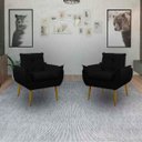 Ver imagem 2 de Kit 2 Poltrona Decorativa Sala Estar Escritório Quarto Prime: Preto