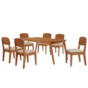 Ver imagem 2 de Mesa de Jantar Copper 180cm Tampo Mdf 6 Cadeiras Moderna Veludo Creme/naturalle/naturalle
