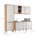 Ver imagem 3 de Cozinha Compacta Modulada 10 Portas 5 Gavetas Domus Espresso Móveis Branco/Nogal