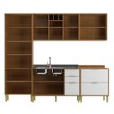 Ver imagem 5 de Cozinha Compacta Modulada 10 Portas 5 Gavetas Domus Espresso Móveis Branco/Nogal