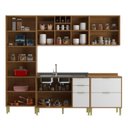 Ver imagem 4 de Cozinha Compacta Modulada 10 Portas 5 Gavetas Domus Espresso Móveis Branco/Nogal