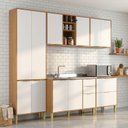 Ver imagem 1 de Cozinha Compacta Modulada 10 Portas 5 Gavetas Domus Espresso Móveis Branco/Nogal