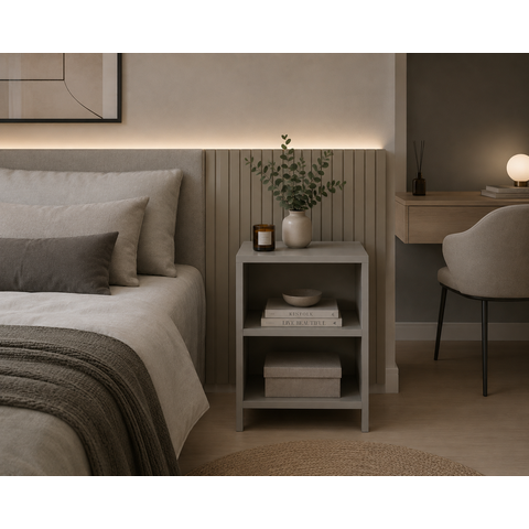 Mesa de Cabeceira 100% MDF, Nicho Aberto com Prateleira - Robusta, Funcional e Moderna