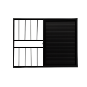 Veneziana 3 Folhas Aluminio Preto com Grade 1,00x1,50