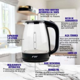 Jarra Elétrica Vitreous 1.8L 127V FXI01004 - Fix - 3