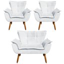 Ver imagem 1 de Kit 01 Namoradeira e 02 Poltronas Opala Suede Pés Palito