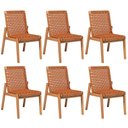 Ver imagem 1 de Kit 06 Cadeiras para Sala de Jantar Varanda Gourmet Trammare C07 Corda Náutica Ocre - Lyam Decor