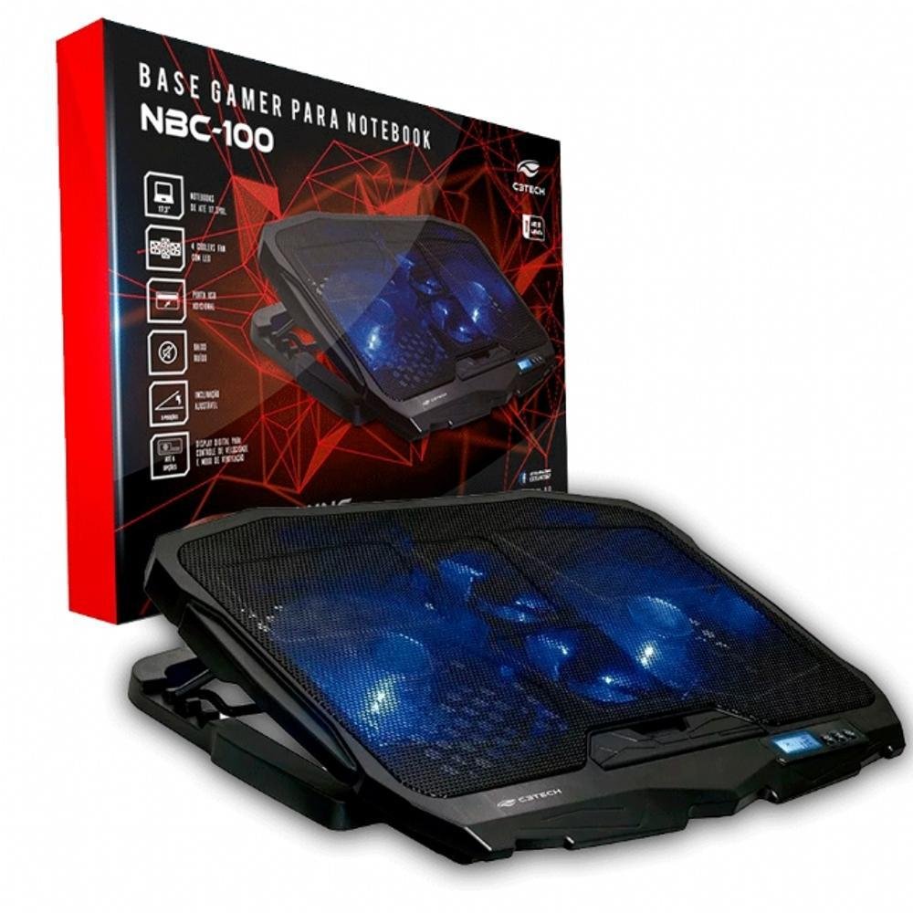 Base Notebook Gamer 17,3 C/ 4 Coolers Led Azul C3tech - 2