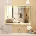 Ver imagem 2 de Espelho com Iluminação Led e Jateado Luxo Retangular 80x60cm:quente