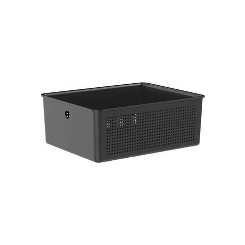 Cesto Flow com Tampa 34x27x13cm Preto Fechado Martiplast
