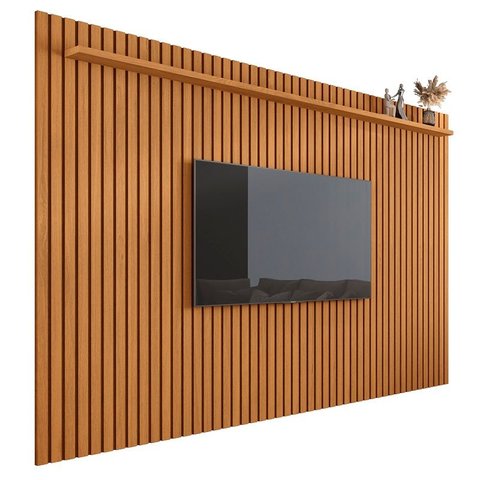 Painel Suspenso Home Tv até 72 Polegadas Prateleira Ripado Versátil 2.2:nature