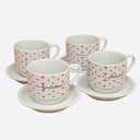 Ver imagem 1 de Jogo 4 Xícaras Café Chá C/ Pires Frases Motivacionais - 200 Ml Empilháveis - Poá Coração