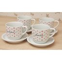 Ver imagem 6 de Jogo 4 Xícaras Café Chá C/ Pires Frases Motivacionais - 200 Ml Empilháveis - Poá Coração