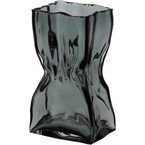 Vaso Decorativo Cachepô Enfeite  24x14x11cm Vidro Cinza Nh