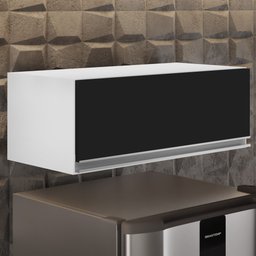 Armário Aéreo Geladeira 70cm Texas Branco/Preto - Lumil Móveis - 6