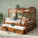 Ver imagem 2 de Cama Treliche Casal Casal Madeira Maciça 3 Gavetas:Castanho Claro