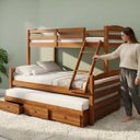 Ver imagem 4 de Cama Treliche Casal Casal Madeira Maciça 3 Gavetas:Castanho Claro