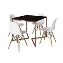 Ver imagem 6 de Mesa Industrial Jantar Quadrada Preta 90X90Cm Base Cobre V Com 4 Cadeiras Brancas Madei Preto