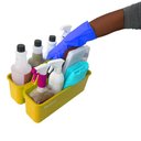 Ver imagem 1 de Cesto Organizador Funcional De Produto De Limpeza Bralimpia Amarelo