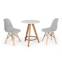 Ver imagem 1 de Conjunto Mesa Redonda Aline 70cm Branca com 2 Cadeiras Eames Eiffel - Cinza