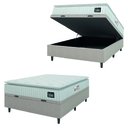 Ver imagem 1 de Cama Box Baú Casal Colchão Espuma D45 Lazio Pillow Top Suede Branco/bege Hellen